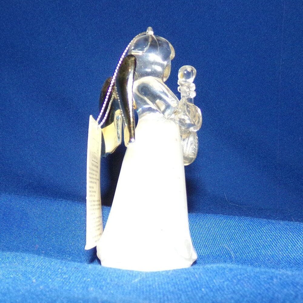 Vintage Clear Angel w/ Silver Wings & Lute Ornament - (Lights Up)